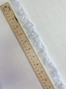 SALE Lace Trim By the Yard - White with Silver