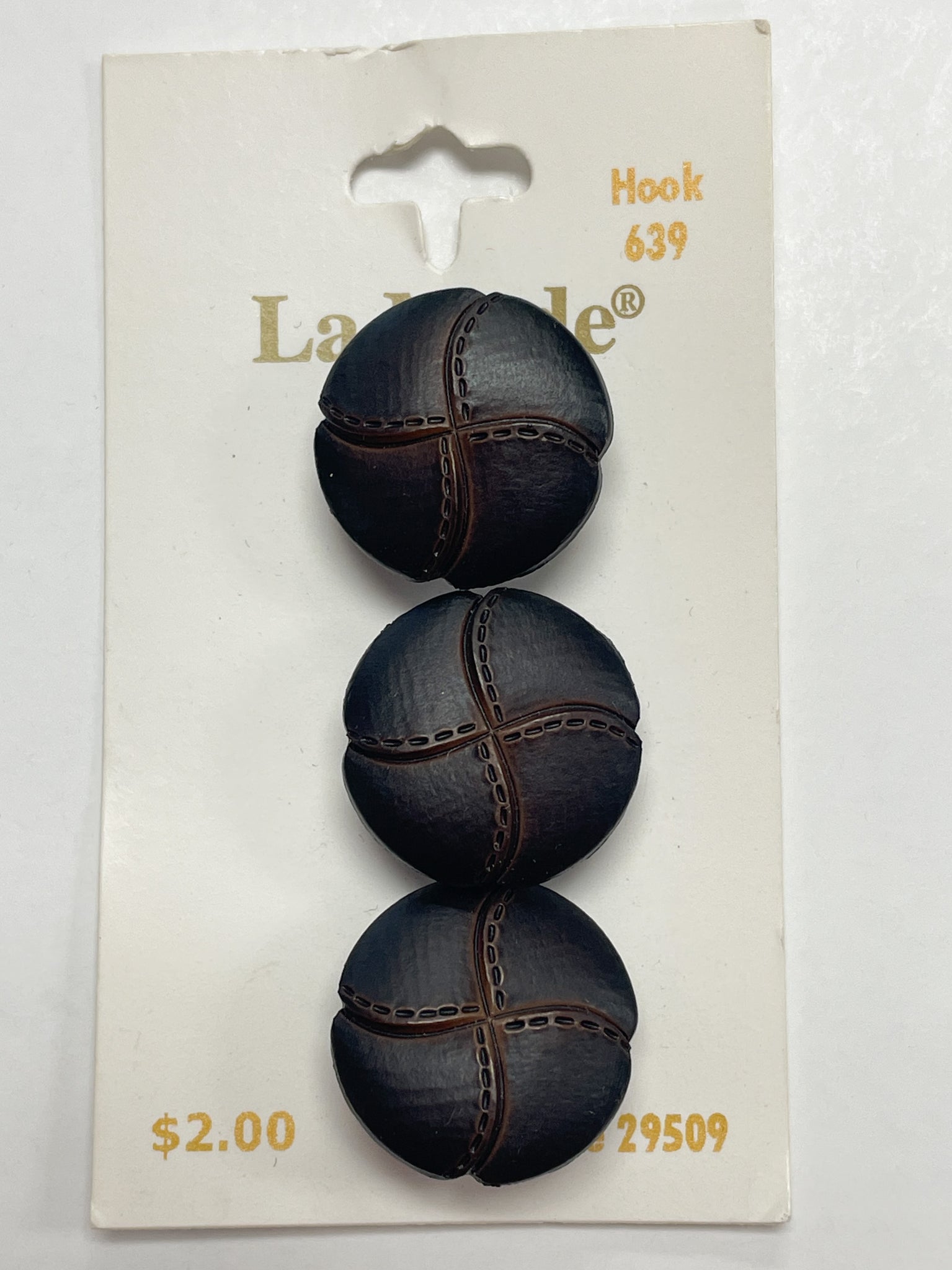 Buttons Plastic Set of 3 - Faux Woven Leather