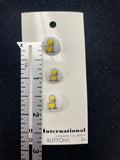 Buttons Plastic Set of 3 - Yellow Ducks on White