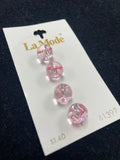 Buttons Plastic Set of 4 - Clear Pink Spheres