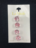Buttons Plastic Set of 4 - Clear Pink Spheres