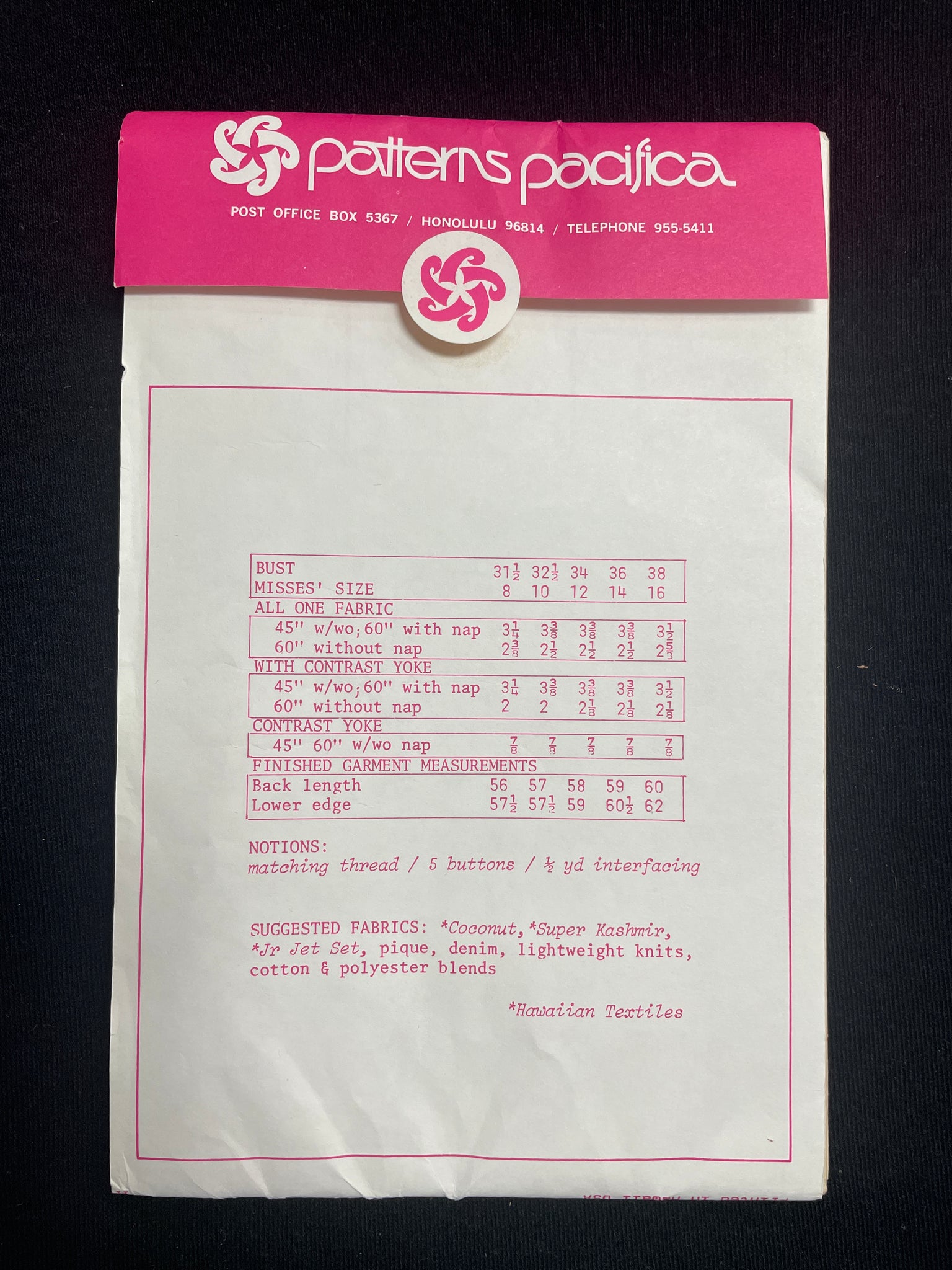 1960's Patterns Pacifica 3113 Sewing Pattern - Dress FACTORY FOLDED