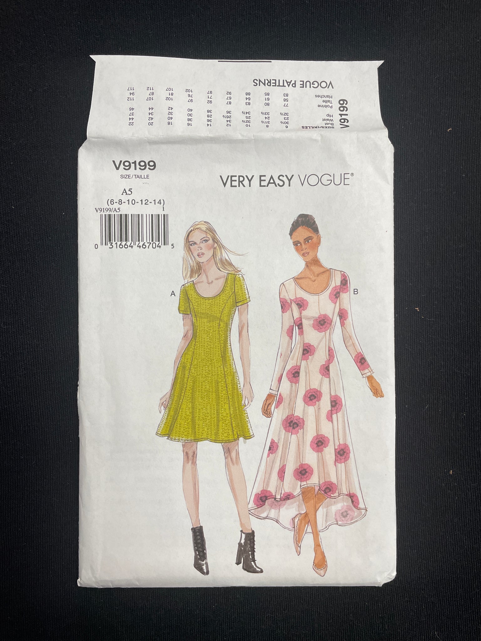 2016 Vogue 9199 Sewing Pattern - Dresses FACTORY FOLDED