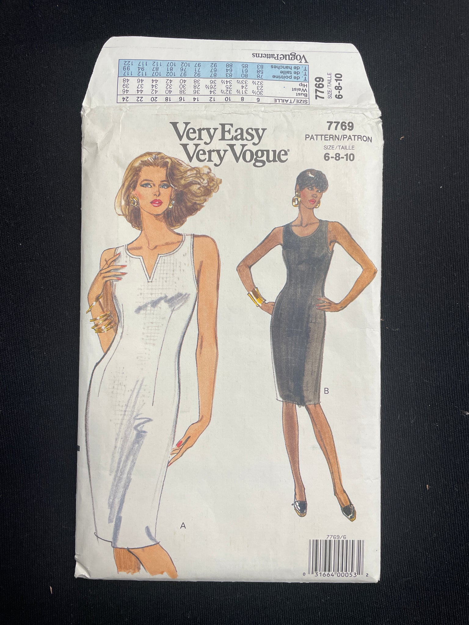 1990 Vogue 7769 Sewing Pattern - Dress FACTORY FOLDED