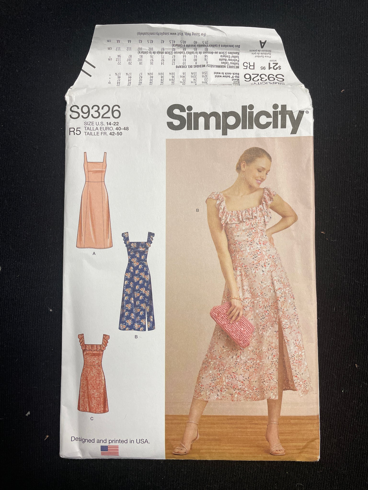 2021 Simplicity 9326 Sewing Pattern - Dresses FACTORY FOLDED