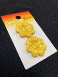 Buttons Plastic Set of 2 - Yellow Flowers