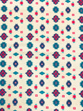 1 YD Cotton Blend Knit Vintage - Pale Yellow with Southwester Shapes in Teal, Red and Navy Blue