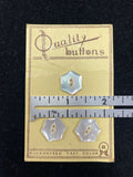 Buttons Shell Set of 3 Vintage - Iridescent White Hexagons with Marquise Centers