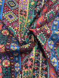 3 3/8 YD Quilting Cotton Vintage - Stripes of Multicolored Floral and Geometric Motifs