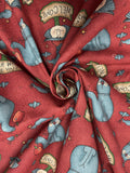 3 YD Quilting Cotton - Witches and Cats on Mottled Red