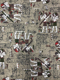 3 5/8 YD Quilting Cotton Vintage - Beige with Egyptian Graphics and Black Crackle