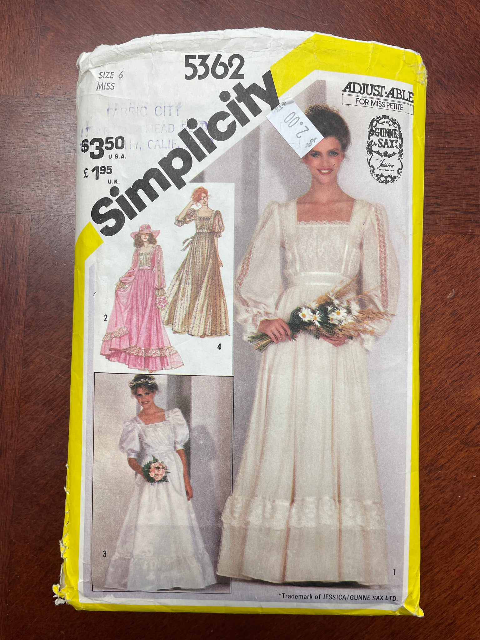 1981 Simplicity 5362 Pattern - Dress Bride and or Bridesmaids