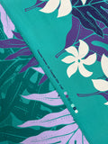 2004 Poly Cotton - Teal with Large Flowers and Leaves