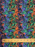 1 YD Nylon Textured Knit - Green, Orange, Purple, and Black