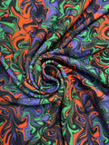 1 YD Nylon Textured Knit - Green, Orange, Purple, and Black