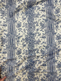 6 3/4+ YD Linen Fine - Ecru with Blue Flowers