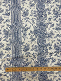 6 3/4+ YD Linen Fine - Ecru with Blue Flowers