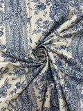 6 3/4+ YD Linen Fine - Ecru with Blue Flowers