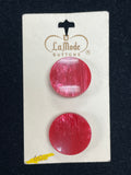 Button Plastic Set of 2 or 3 Vintage - Pearlescent Red