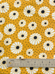 2 YD Cotton Flannel - Golden Yellow with Stylized Daisies