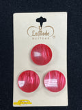 Button Plastic Set of 2 or 3 Vintage - Pearlescent Red