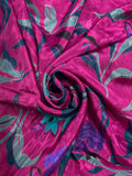 3 YD Nylon Floral Jacquard - Magenta with Flowers of Various Colors
