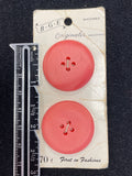 Button Plastic Set of 2 Vintage - Matte Salmon Pink