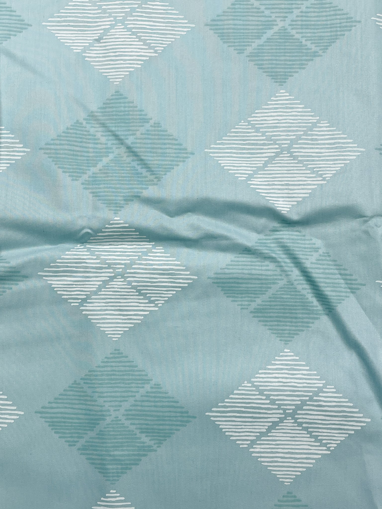 Poly/Cotton Printed Argyle - Blue and White