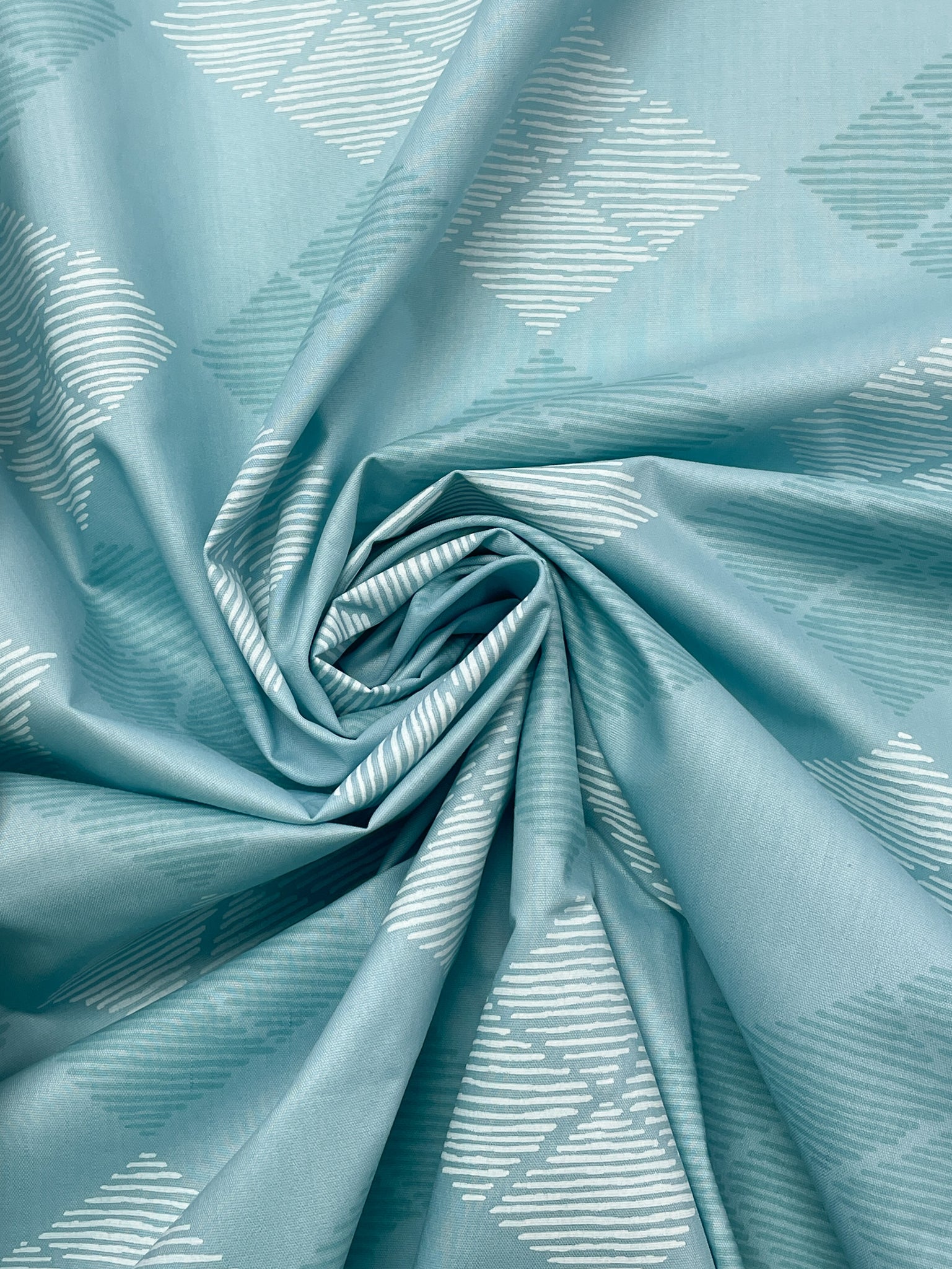 Poly/Cotton Printed Argyle - Blue and White