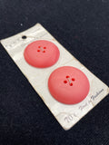Button Plastic Set of 2 Vintage - Matte Salmon Pink