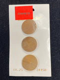 Button Wood Set of 3 Vintage - Tan