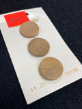 Button Wood Set of 3 Vintage - Tan