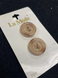 Button Wood Set of 2 Vintage - Marbled Brown and Tan