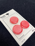 Button Plastic Set of 3 Vintage - Matte Marbled Salmon Pink with a Shiny Edge