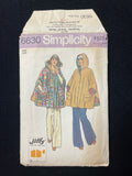 1974 Simplicity 6630 Sewing Pattern - Adult Poncho with Hood