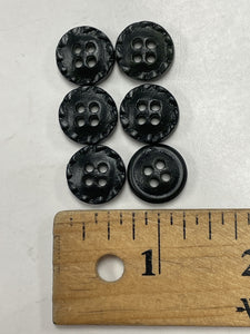 Buttons Plastic Set of 5 or 6 Vintage - Black