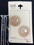 Button Plastic Set of 2 in 3 Sizes Vintage - "Frosted Tan"