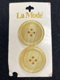 Button Plastic Set of 2 Vintage - Marbled Cream and Beige