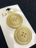 Button Plastic Set of 2 Vintage - Marbled Cream and Beige
