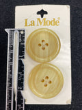 Button Plastic Set of 2 Vintage - Marbled Cream and Beige