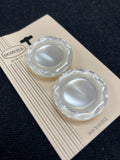 Button Plastic Set of 2 Vintage- Pearlescent White