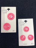Button Plastic Set of 2 or 3 Vintage - "Frosted Rose"