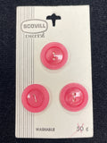 Button Plastic Set of 2 or 3 Vintage - "Frosted Rose"