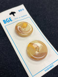 Button Plastic Set of 2 Vintage - Marbled Cream, Beiges, and Tan