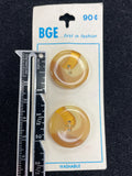 Button Plastic Set of 2 Vintage - Marbled Cream, Beiges, and Tan
