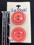Button Plastic Set of 2 Vintage - Salmon Pink