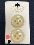 Button Plastic Set of 2  in 2 Sizes Vintage - Pearlescent Cream