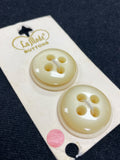 Button Plastic Set of 2  in 2 Sizes Vintage - Pearlescent Cream