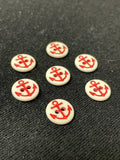 Buttons Plastic Set of 7 Vintage - Off White with Red Anchors