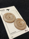 Button Plastic Set of 2 in 3 Sizes Vintage - "Frosted Tan"